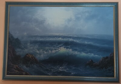 VINTAGE PAINTING - MOTIF ''RAGING SURF'' WITH ARTIST SIGNATURE -PICK UP ONLY!!!