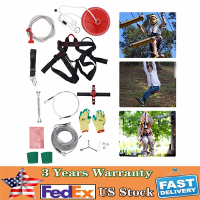 160 Feet Zip Line Kit for  Adult up to 330Lb with galvanized iron Ziplin