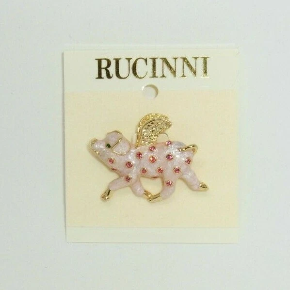 RUCINNI Spilla Maiale Volante con Cristallo Swarovski (9332LPK)