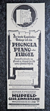 Piano , Flügel , Phonola Hupfeld - Gebr. Zimmermann ,  Alte Reklame, 1926, (A26)