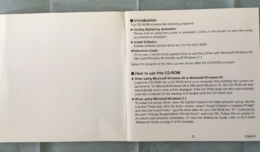 Canon BJC-2000 Setup Software & Reference Guide (1998) Windows 3.1, 95 & 98  - Bild 4 von 4