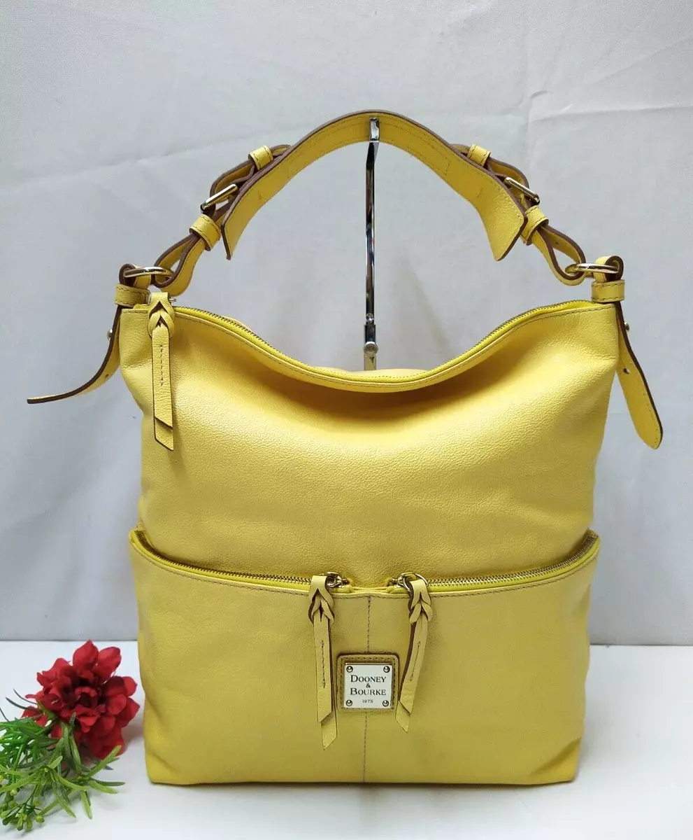 Dooney Bourke Dillen Yellow Leather Zipper Pocket hobo Shoulder