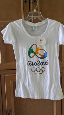 NWT Rio Olympics 2016 Official Logo T-shirt White Women Size Medium