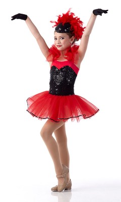 Show Business RED Child X-Small Dance Costume Ballet Tap Dress & Gloves