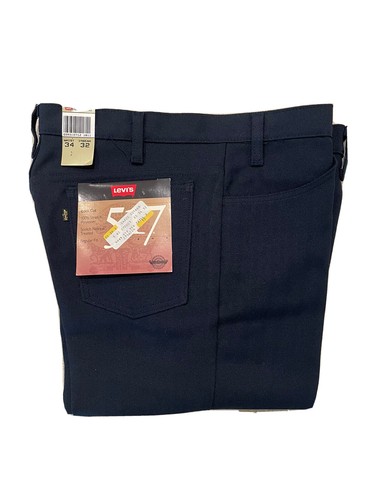 Vintage Levi's 517 Regular Fit Polyester Boot Jeans Pants Size 36x34 Navy USA - 第 1/7 張圖片