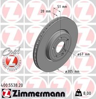 2X Zimmermann Bremsscheibe Coat Z 400.5538.20 FüR Mercedes Klasse W177 V177 W247