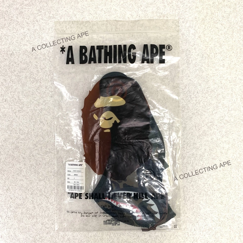 A Bathing Ape BAPE 1st Camo Shark Mouth Mask 1st Camo Green Black Streetwear NEW - Image 2 of 4