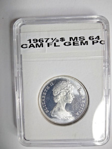 1967 canadian half dollar, cameo, brillant, great eye appeal, gem