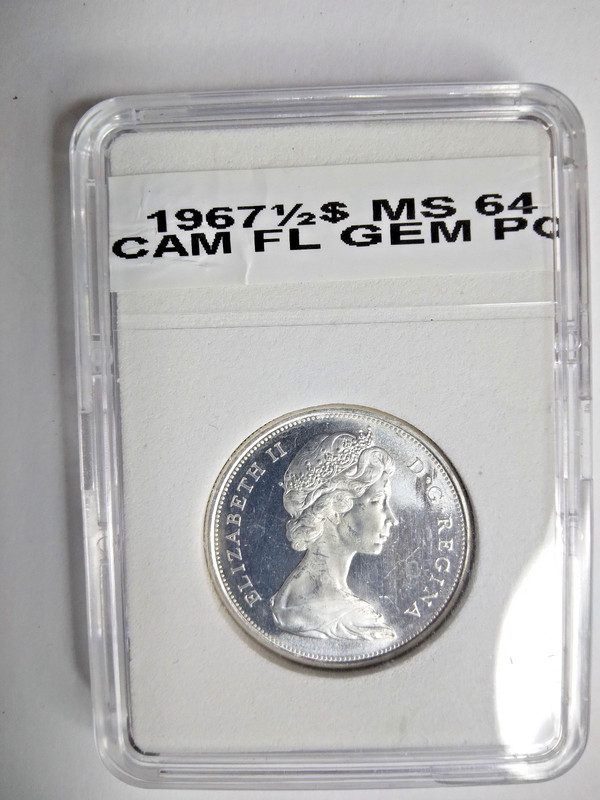 1967 canadian half dollar, cameo, brillant, great eye appeal, gem