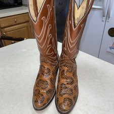 Vtg Tony Lama Gold Label Python Snake Skin Western Cowgirl Boots Wm Sz 5.5 B USA
