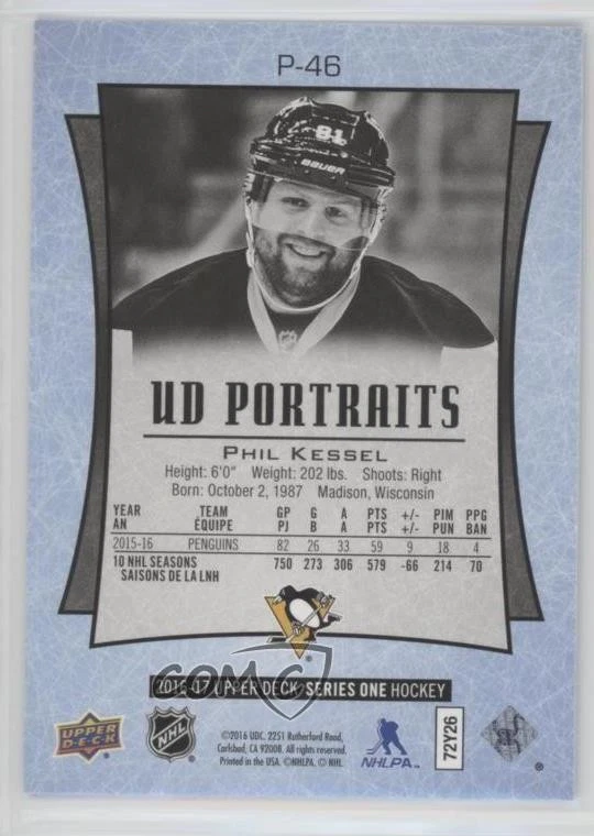2016-17 Upper Deck UD Portraits Gold Foil /25 Phil Kessel #P-46 - Image 2 of 2