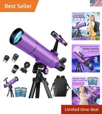 Advanced Optical 80mm Telescope with Backpack  Phone Adapter in Stunning Purple