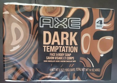 AXE Dark Temptation Face/Body Soap Dark Chocolate Scent 3.7 Oz Bars 4 Pack