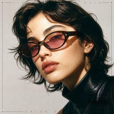 SA106 Retro Oval Sunglasses for Women with Star Accent