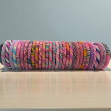 Seed Bead Bracelet Set 6pc Random Mix Nepal Boho Roll-On Glass Autumn Hues-PINKS