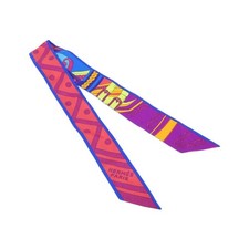 Hermes BALADE EN BERLINE Silk Scarf ROUGE FUCHSIA TURQUOISE Used