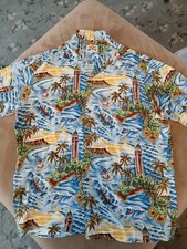 Vintage Pineapple Juice Hawaiian Classic Camp Shirt Aloha Tower Men's Size L EUC