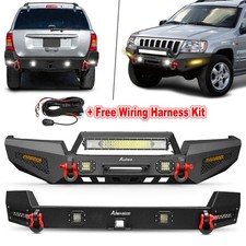 Aaiwa Front Rear Bumper Winch Plate Lights For Jeep Grand Cherokee Wj 1999-2004 Aaiwa Front Rear Bumper Winch Plate Lights For Jeep Grand Cherokee Wj 1999-2004