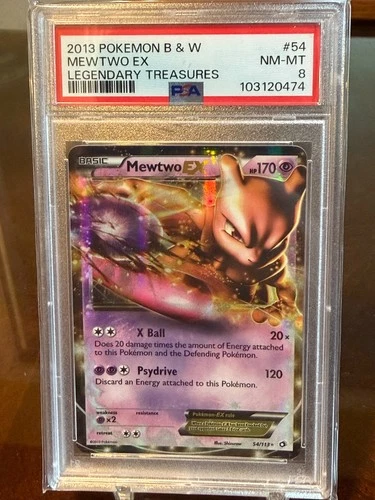 2013 Pokemon B & W - Mewtwo EX - Legendary Treasures 54/113 NM-MT, PSA 8
