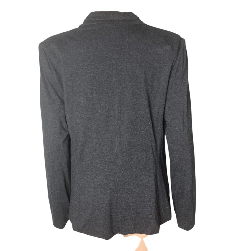 Gibson Blazer Womens Large Charcoal Black Fleece One Button Stretch  - Image 2 of 4