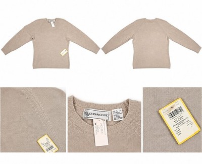 Evan Picone Womens Angora Rabbit Hair Blend Sweater Beige Size Large NWT