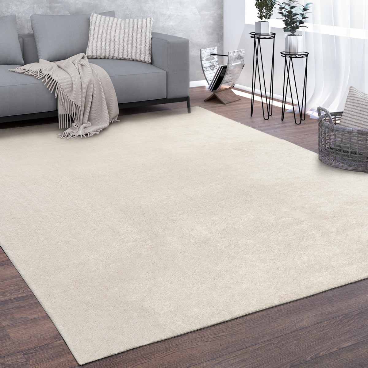 Teppich Kurzflor-Teppich Für Wohnzimmer Soft Weich, Waschbar Beige