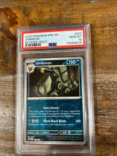 POKEMON 2025 Prismatic Evolutions UMBREON #059 Reverse Holo PSA 10 Gem Mint 2