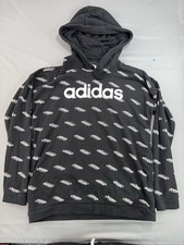 Adidas Originals Hoodie Womens Medium Black White Linear Print Ladies Sweatshirt
