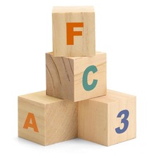 4PACK Wooden Blocks for Crafts, Unfinished Wood Cubes Blocks, 3 Inch Natural ...
