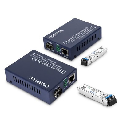 2 PCS Gigabit Ethernet Media Converter 10/100/1000Mbps Fiber SFP 1000BaseLX
