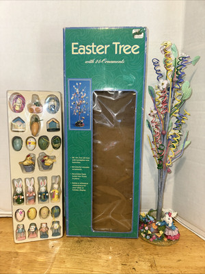 Easter Tree With Ornaments Easter Eggs Bunnies Spring Bunny Decoration 