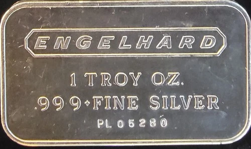 Engelhard Ingot Rare Repeat Serial Number Bullion-0.999 Silver 1 Oz Art Bar Vtg