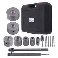 Concrete Hole Saw 16 Piece Set Carbide for Brick Cement Wall 30mm to 110mm SDS