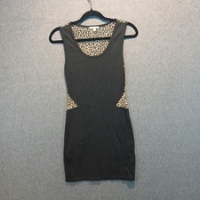Charlotte Russe M bodycon dress leopard clubwear y2k 90s biker edgy dark femme