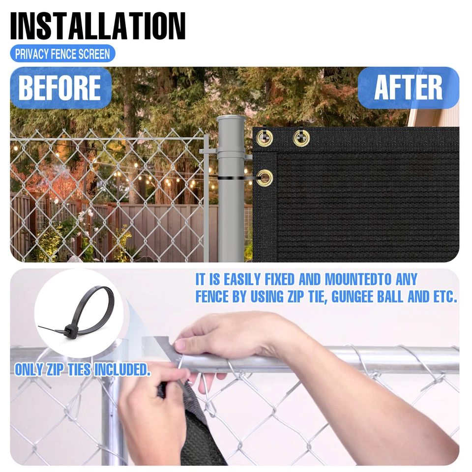 16ft BLUE Privacy Fence Screen Patio Yard 95% Blockage Mesh w/Gromment - Image 4 of 4