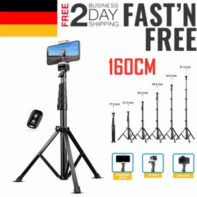 MARKENLOS 160cm Stativ für Smartphone Handy Apple iPhone Halterung Kamera Adapter Selfie