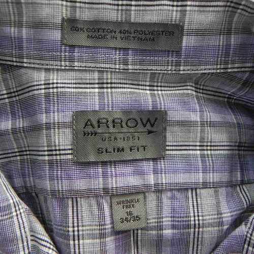 ARROW Herren 16 34/35 Slim Fit Anzug SHIRT faltenfrei grau lila kariert LS Zoom - Bild 9 von 9
