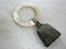 Antique 1931 Sterling Silver Birth Record Baby Rattle Teething Ring, Must See