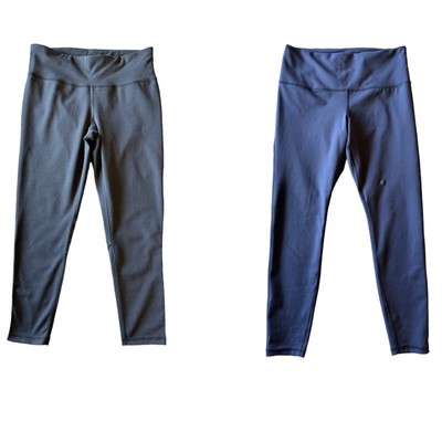 2 Amazon Essentials Women's M Performance High-Rise Capri Leggings Gray and Blue