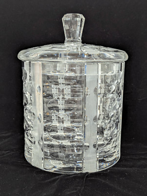 Unbranded Vintage Clear Heavy Lead Crystal Cookie Jar With Lid