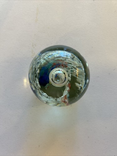 MULTI COLOUR GLASS BUBBLE GLASS PAPER WEIGHT Red, White & Blue Patriotic - Picture 3 of 7