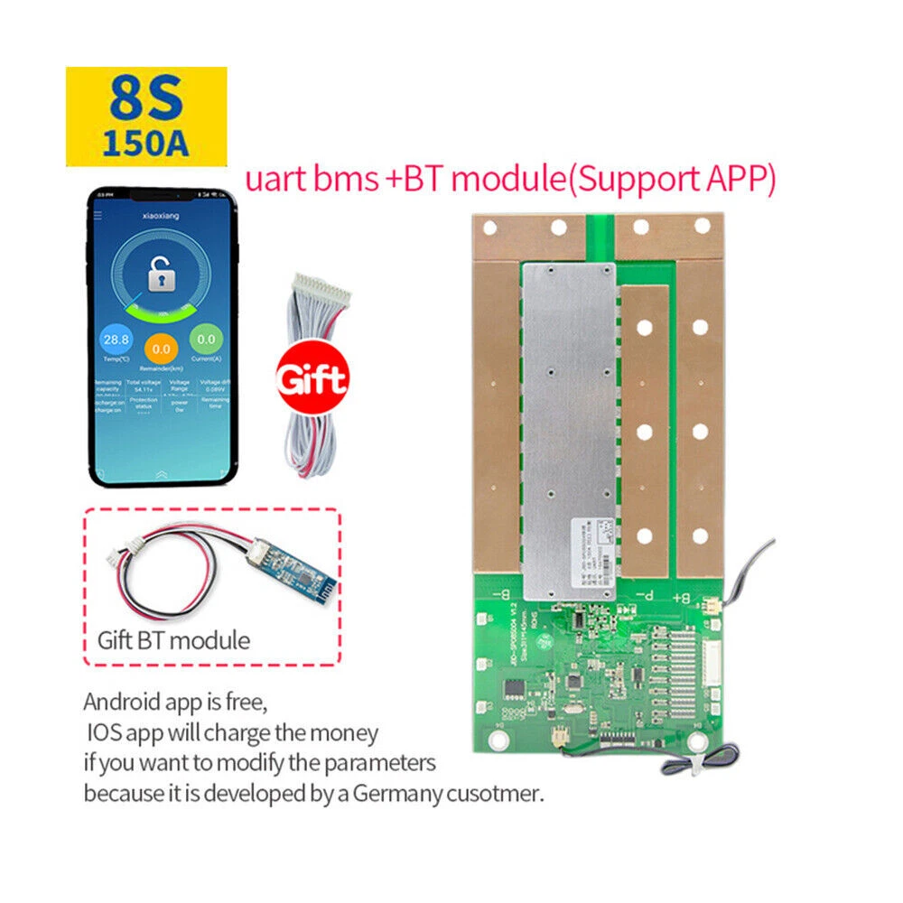 JBD Smart BMS Lifepo4 24V Lithium Battery 8S w Bluetooth 150A Board w  Balance | eBay