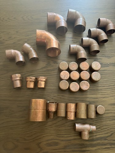 Copper Fittings in a Lot of 31 Various Sizes