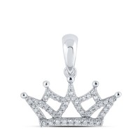 10K WeißGold Rundschliff Diamant Damen KöNigins Krone AnhäNger 1/6 Karat