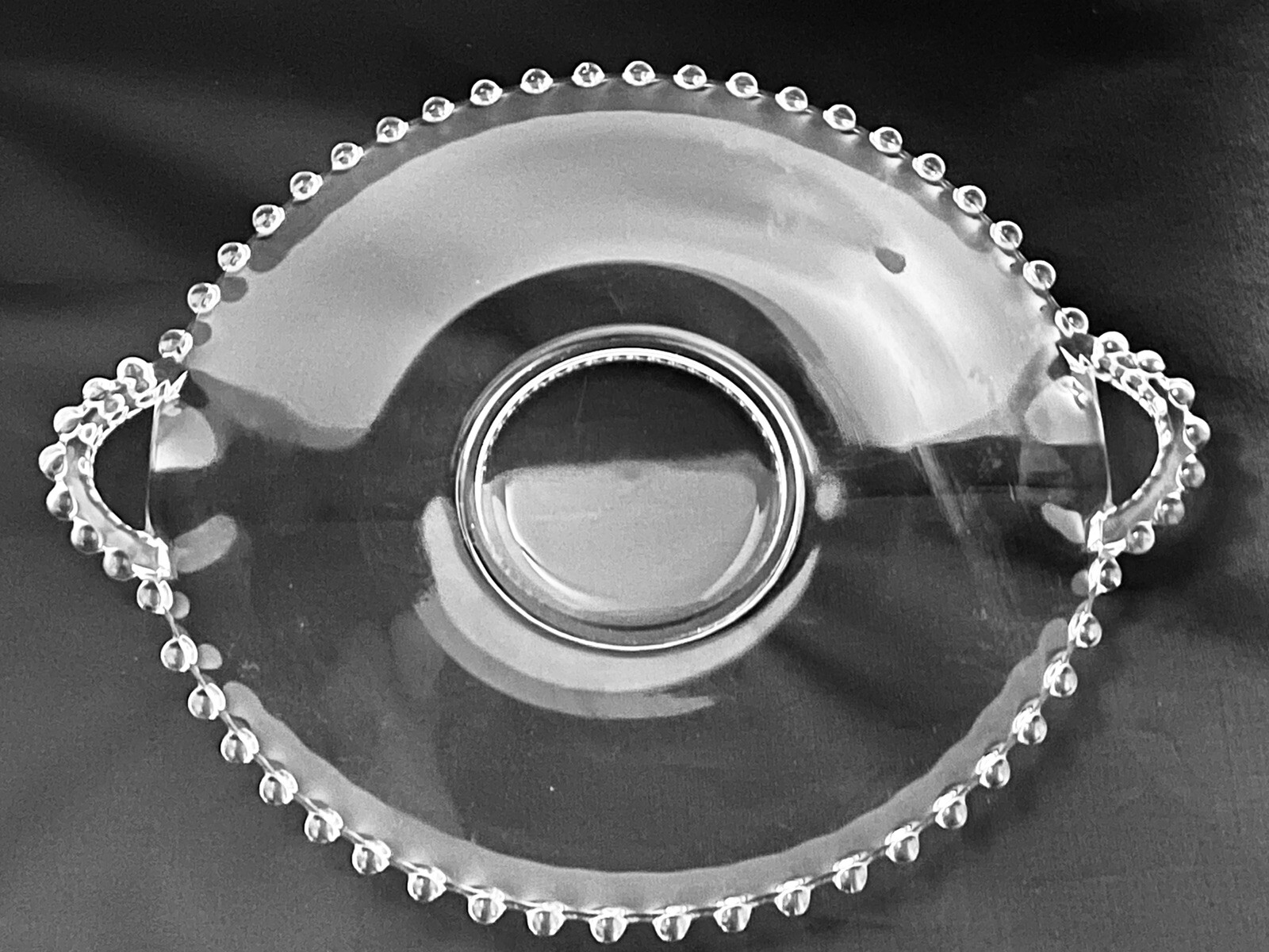 VINTAGE 12” IMPERIAL CANDLEWICK GLASS SERVING TRAY PLATTER PLATE WITH