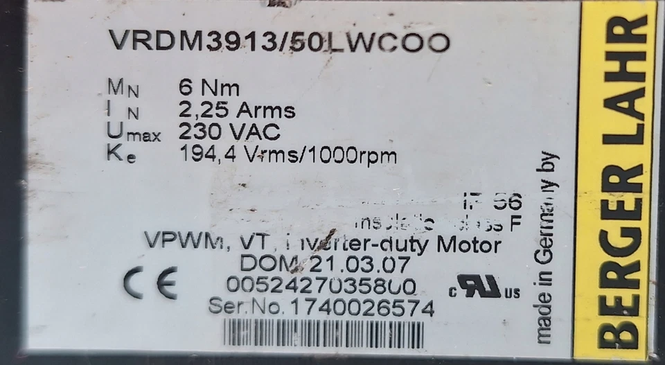 Moteur pas à pas Berger Lahr VRDM3913/50LWC d'occasion 6 Nm 230 V AC - Photo 2/4