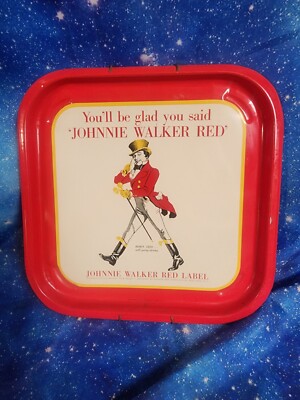 Rare Vintage Johnnie Walker Red Scotch Whiskey Bar Tray in Sweet Condition