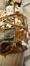 Myra Bag Cinnamon Travel Hair On Duffle Upcycled Genuine Cowhide Leather