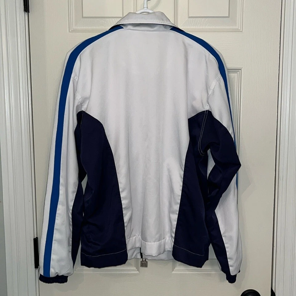 Chaqueta de Calentamiento con Cremallera Azul Blanco Azul Vintage Wilson para Mujer Talla Grande Tenis Deportivo Foto 4 de 4