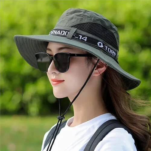 Round Cap Men Stylish Fishing Hat Wide Brim Sun Protection Hat Breathable AU